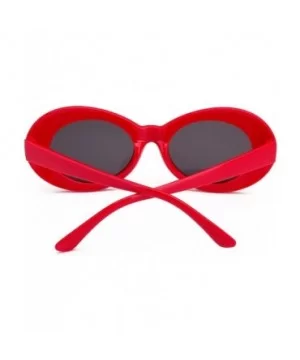 Womens Mens Cat Eye Bold Retro Oval Sunglasses Thick Frame - Red / Grey Lens - CL186X8TIAE $8.54 Round