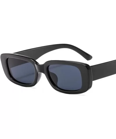 Small Rectangle Sunglasses Women Fashion Rectangular Thick Frame Glasses - Black Black - CW199C4WYUC $6.96 Rectangular