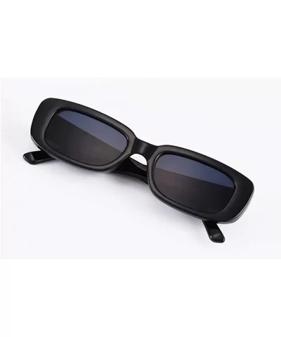 Small Rectangle Sunglasses Women Fashion Rectangular Thick Frame Glasses - Black Black - CW199C4WYUC $6.96 Rectangular