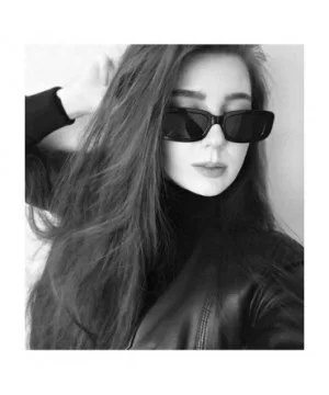 Small Rectangle Sunglasses Women Fashion Rectangular Thick Frame Glasses - Black Black - CW199C4WYUC $6.96 Rectangular