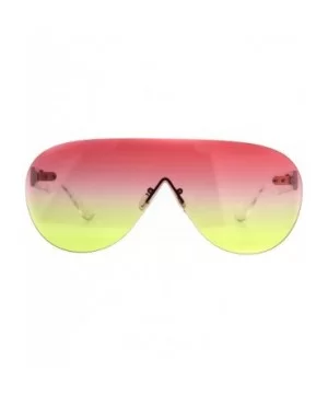 Mens Futuristic Rimless Panel Shield Racer Pilots Sunglasses - Pink Yellow - CJ18C7HLDKM $7.02 Shield