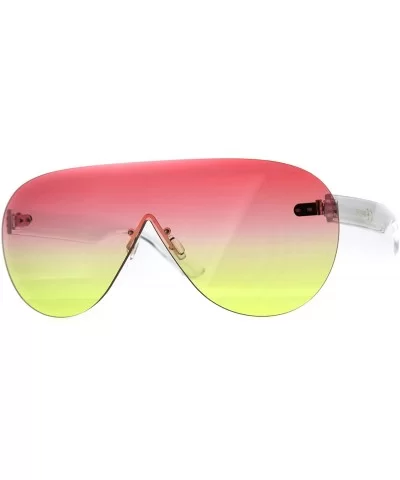 Mens Futuristic Rimless Panel Shield Racer Pilots Sunglasses - Pink Yellow - CJ18C7HLDKM $7.02 Shield