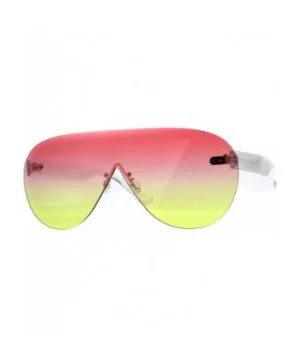 Mens Futuristic Rimless Panel Shield Racer Pilots Sunglasses - Pink Yellow - CJ18C7HLDKM $7.02 Shield