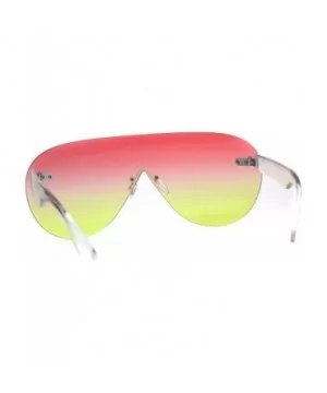 Mens Futuristic Rimless Panel Shield Racer Pilots Sunglasses - Pink Yellow - CJ18C7HLDKM $7.02 Shield