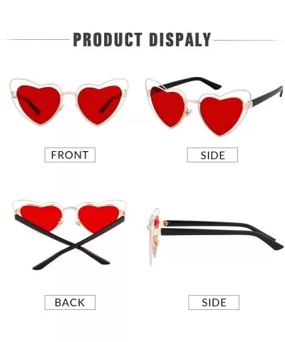 Clout Goggle Heart Sunglasses Vintage Cat Eye Mod Style Retro Kurt Cobain Glasses - Gold Frame Red Lens - CY18LG8E8NC $11.53 ...