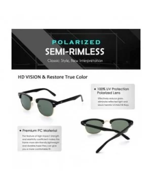 Classic Horn Rimmed Semi Rimless Polarized Sunglasses for Men Women GQO6 - 1 Glossy Black-green - CM17Z55UXXU $7.42 Wayfarer