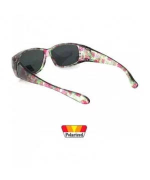 Womens Polarized FIT OVER Sunglasses Cover Rx Glasses Rhinestones Floral Prints - Transparent Pink Floral - CS18GLE4W92 $10.4...