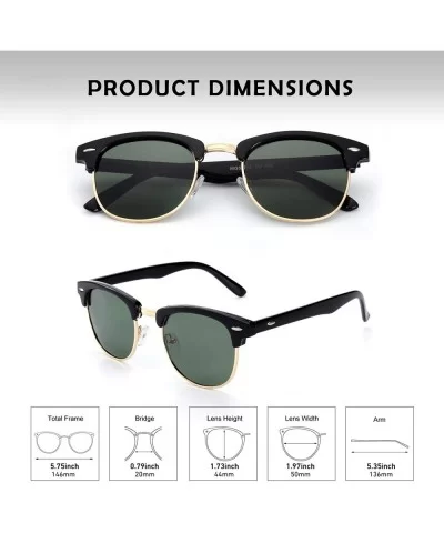 Classic Horn Rimmed Semi Rimless Polarized Sunglasses for Men Women GQO6 - 1 Glossy Black-green - CM17Z55UXXU $7.42 Wayfarer