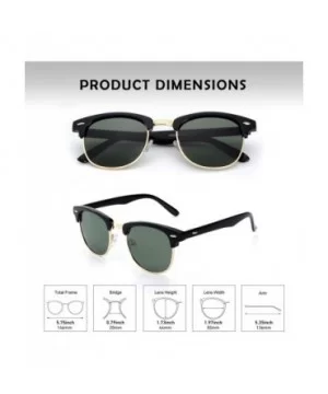 Classic Horn Rimmed Semi Rimless Polarized Sunglasses for Men Women GQO6 - 1 Glossy Black-green - CM17Z55UXXU $7.42 Wayfarer