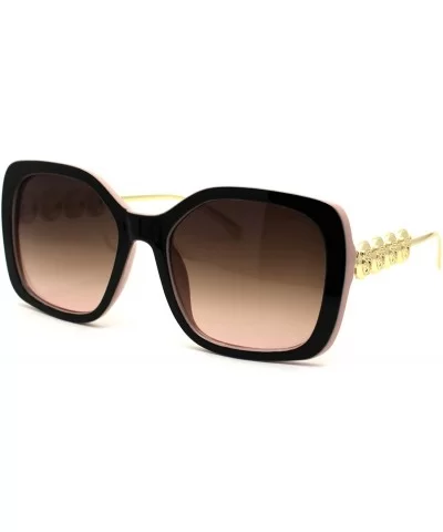 Womens Butterfly Jewel Jaguar Head Emblem Arm Sunglasses - Black Pink Brown - CR197E9O6CI $10.86 Butterfly