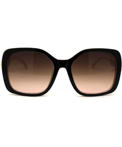 Womens Butterfly Jewel Jaguar Head Emblem Arm Sunglasses - Black Pink Brown - CR197E9O6CI $10.86 Butterfly