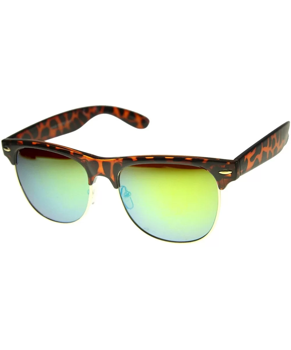 Classic Half Frame Flash Mirror Lens Horn Rimmed Sunglasses (Tortoise Sun) - CO11V0YOUQR $5.42 Wayfarer