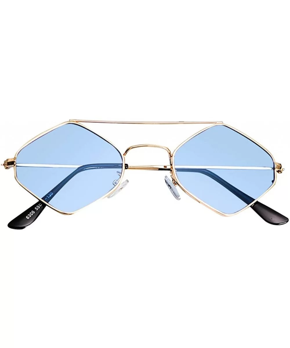 Unisex Retro Narrow Cat Eye Sunglasses for Women Men Clout Goggles Plastic Frame Glasses - Blue - CE18SCU7G04 $6.18 Square