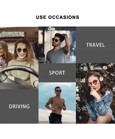 Round Retro Polarized Sunglasses for Men and Women- Vintage Classic Eyewear Style Frame for Driving/Travel/Sport - CW196S0OXY...