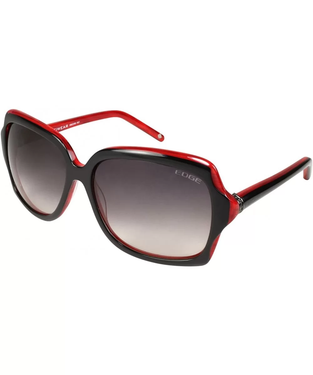 Women's Handmade Italian Acetate Oversized Square Frame Sunglasses HM240 - Black/Red - CI11L1NSVV7 $26.65 Wayfarer