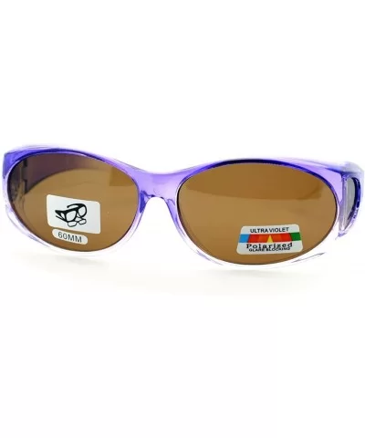 Fit Over Glasses Polarized Sunglasses Oval Frame Ombre Color Brown Lens - Purple - CN11YDUDKUH $7.99 Oval