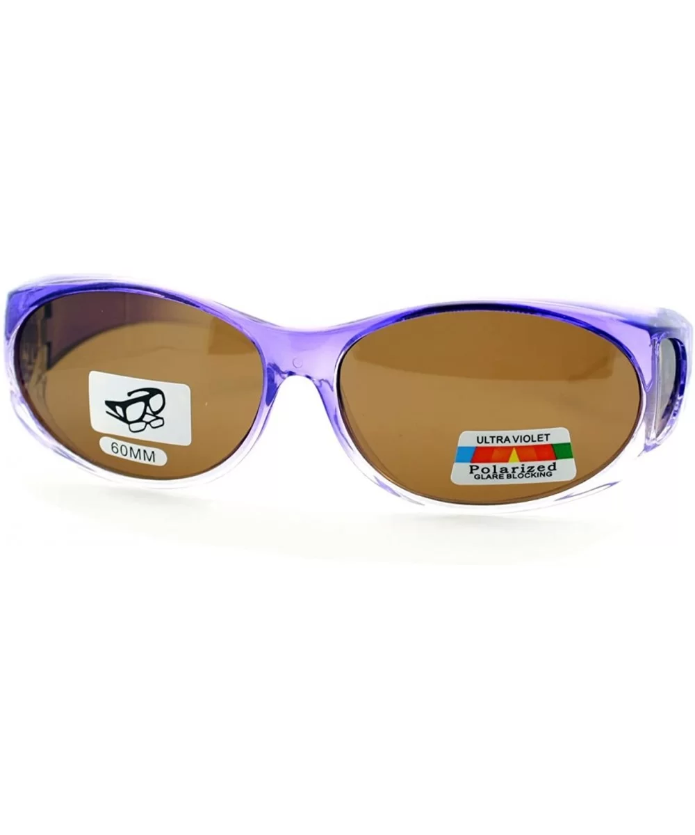 Fit Over Glasses Polarized Sunglasses Oval Frame Ombre Color Brown Lens - Purple - CN11YDUDKUH $7.99 Oval