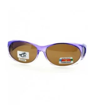 Fit Over Glasses Polarized Sunglasses Oval Frame Ombre Color Brown Lens - Purple - CN11YDUDKUH $7.99 Oval