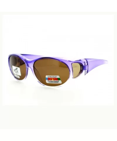 Fit Over Glasses Polarized Sunglasses Oval Frame Ombre Color Brown Lens - Purple - CN11YDUDKUH $7.99 Oval