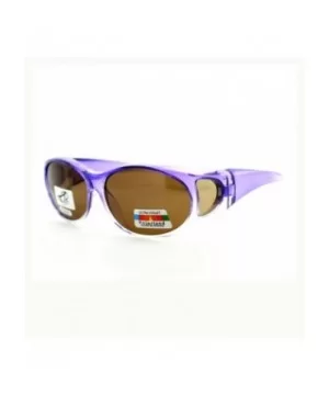 Fit Over Glasses Polarized Sunglasses Oval Frame Ombre Color Brown Lens - Purple - CN11YDUDKUH $7.99 Oval