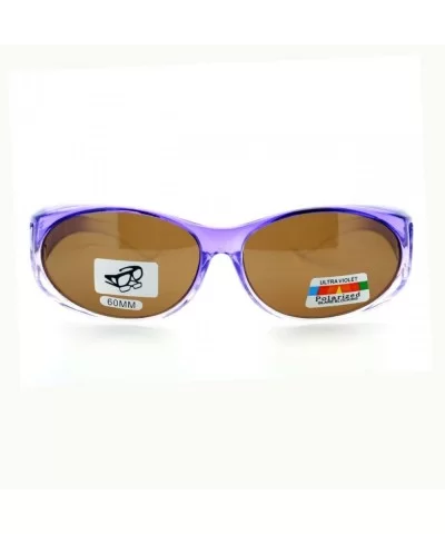 Fit Over Glasses Polarized Sunglasses Oval Frame Ombre Color Brown Lens - Purple - CN11YDUDKUH $7.99 Oval