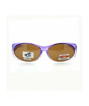 Fit Over Glasses Polarized Sunglasses Oval Frame Ombre Color Brown Lens - Purple - CN11YDUDKUH $7.99 Oval