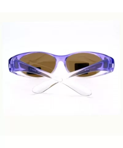 Fit Over Glasses Polarized Sunglasses Oval Frame Ombre Color Brown Lens - Purple - CN11YDUDKUH $7.99 Oval