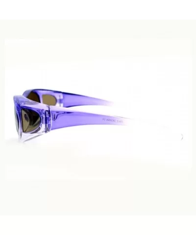 Fit Over Glasses Polarized Sunglasses Oval Frame Ombre Color Brown Lens - Purple - CN11YDUDKUH $7.99 Oval