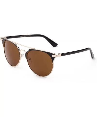 "City" Modern Geometric Fashion Sunglasses - Gold/Dark Brown - C112MCS676F $6.81 Aviator