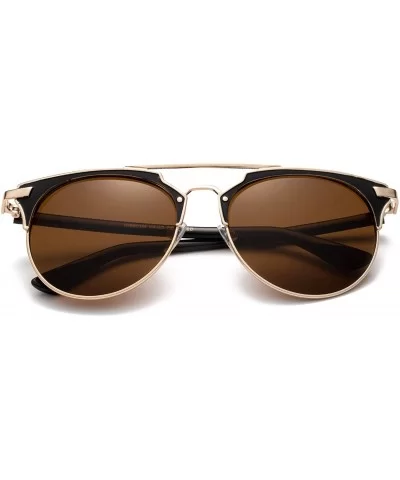 "City" Modern Geometric Fashion Sunglasses - Gold/Dark Brown - C112MCS676F $6.81 Aviator