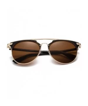 "City" Modern Geometric Fashion Sunglasses - Gold/Dark Brown - C112MCS676F $6.81 Aviator