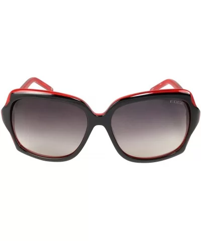 Women's Handmade Italian Acetate Oversized Square Frame Sunglasses HM240 - Black/Red - CI11L1NSVV7 $26.65 Wayfarer