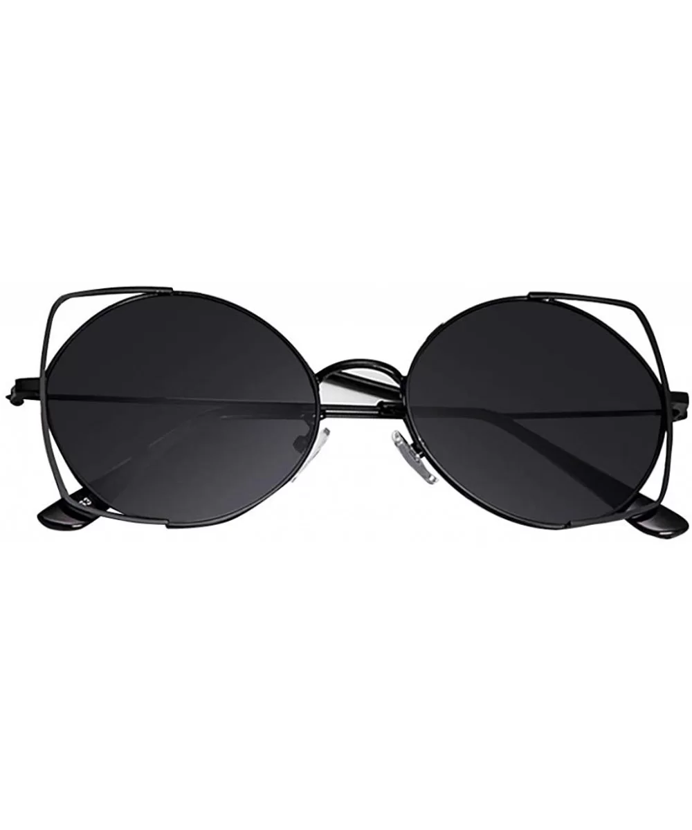 Glasses for Women- Tigivemen Cat Eye Mirrored Flat Lenses Metal Frame Multicolor Sunglasses - Black - CY18RLZ5653 $5.55 Round