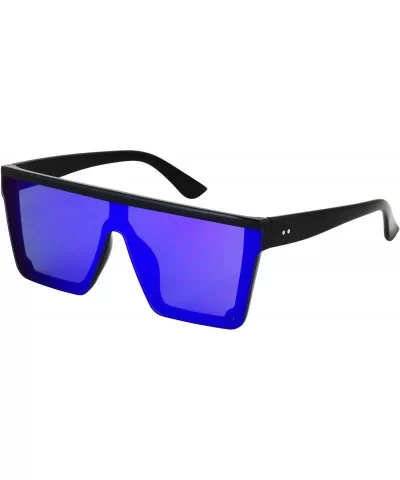 Fashion Oversized Sunglasses Semi Rimless Aviator - Blue Mirror - CK18T977U0U $9.59 Square