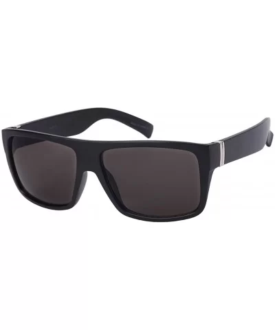 Square Frame Sunglasses with Solid Lens 541075-SD - Matte Black+silver - CD12NVBNCE8 $5.38 Square