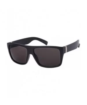 Square Frame Sunglasses with Solid Lens 541075-SD - Matte Black+silver - CD12NVBNCE8 $5.38 Square