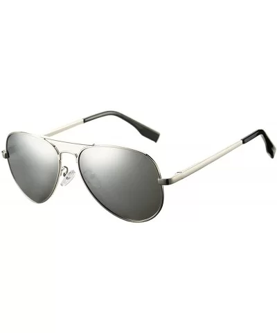 Classic Aviator Sunglasses for Men Women Polarized Lens - UV400- 58mm - Silver Frame/Silver Mirrored Lens - C818O3L2MQE $10.2...