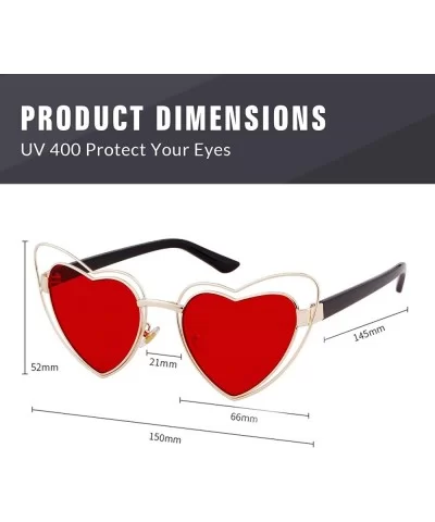 Clout Goggle Heart Sunglasses Vintage Cat Eye Mod Style Retro Kurt Cobain Glasses - Gold Frame Red Lens - CY18LG8E8NC $11.53 ...