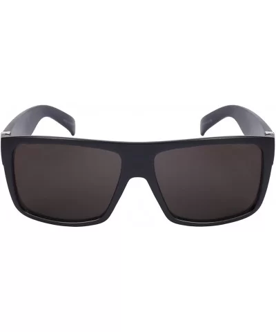 Square Frame Sunglasses with Solid Lens 541075-SD - Matte Black+silver - CD12NVBNCE8 $5.38 Square