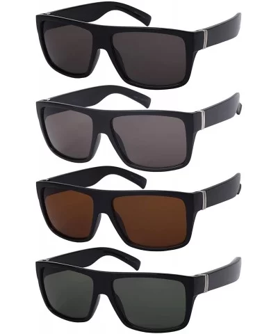 Square Frame Sunglasses with Solid Lens 541075-SD - Matte Black+silver - CD12NVBNCE8 $5.38 Square