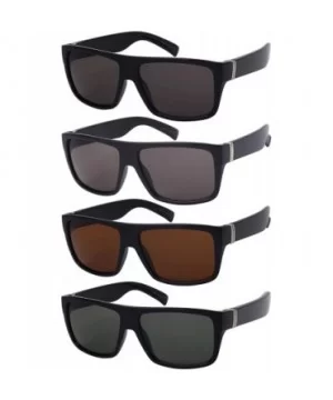 Square Frame Sunglasses with Solid Lens 541075-SD - Matte Black+silver - CD12NVBNCE8 $5.38 Square