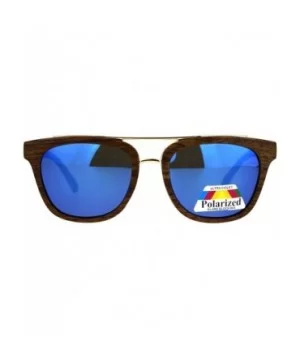 Polarized Mod Horn Rim Designer Light Weight Fashion Sunglasses - Light Wood Blue Mirror - CE18LMN8A76 $6.86 Rectangular