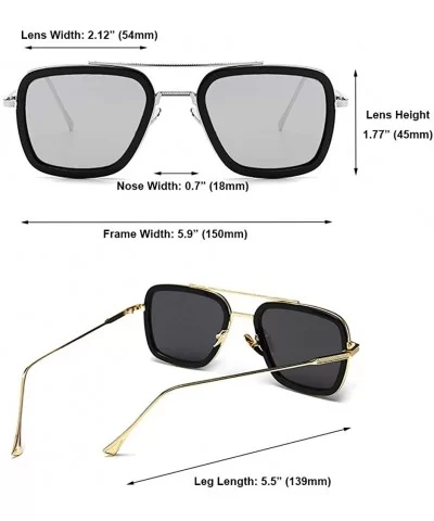 Tony Stark Sunglasses - Square Shaped Sunglasses with Metal Frame and AC Lense - CM18WC0L3T8 $7.46 Rectangular