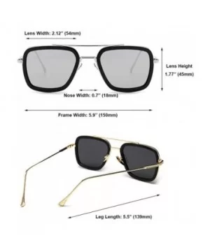 Tony Stark Sunglasses - Square Shaped Sunglasses with Metal Frame and AC Lense - CM18WC0L3T8 $7.46 Rectangular