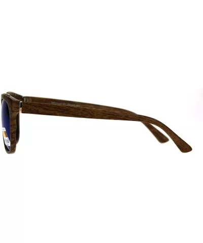 Polarized Mod Horn Rim Designer Light Weight Fashion Sunglasses - Light Wood Blue Mirror - CE18LMN8A76 $6.86 Rectangular