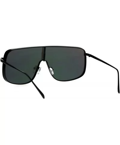 Super Oversized Sunglasses Futuristic Shield Metal Frame Mirrored Lens - Black (Purple Mirror) - CZ186870AKQ $8.33 Shield