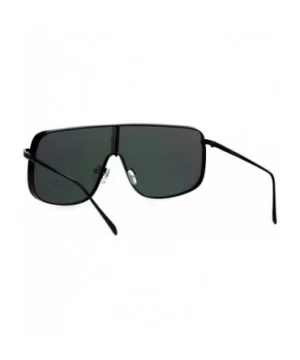 Super Oversized Sunglasses Futuristic Shield Metal Frame Mirrored Lens - Black (Purple Mirror) - CZ186870AKQ $8.33 Shield