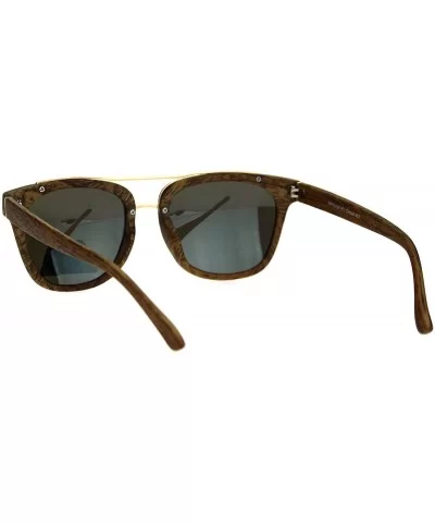 Polarized Mod Horn Rim Designer Light Weight Fashion Sunglasses - Light Wood Blue Mirror - CE18LMN8A76 $6.86 Rectangular