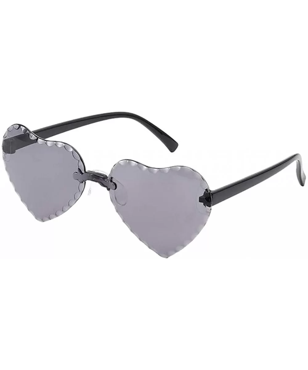 Heart Shape Sunglasses Transparent Rimless Candy Color Glasses Frameless Love Eyewear Sunglasses UV400 Sunglass - CQ190775I0G...