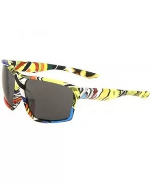 Gnarly Square Oversized Sport Wrap Around Sunglasses - Pop Art Frame - CL18WEH2TGW $8.67 Sport